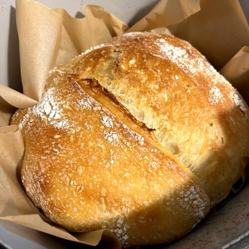 sourdough bread in a dutch oven